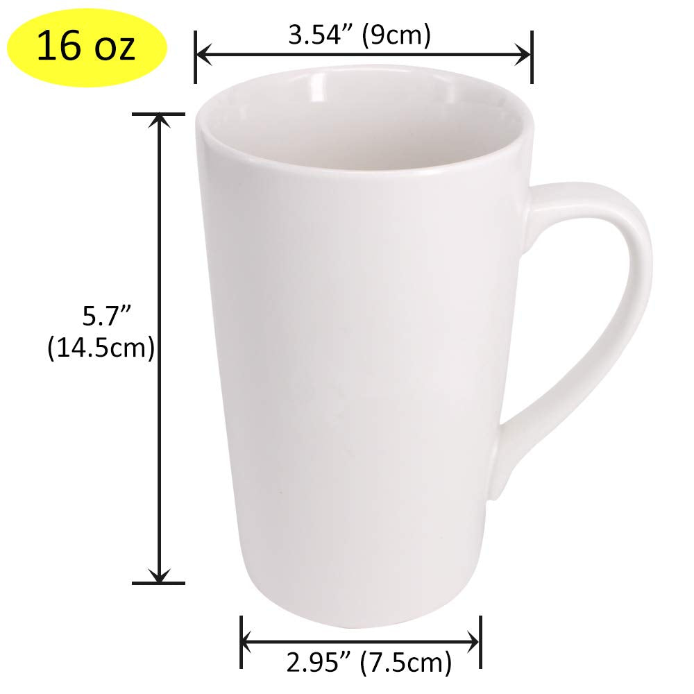 Belinlen 2 Pack 16 OZ Coffee Cup Simple Pure White Ceramic Cup Plain Large Tall White Ceramic Milk Tea Coffee Mug with Handle