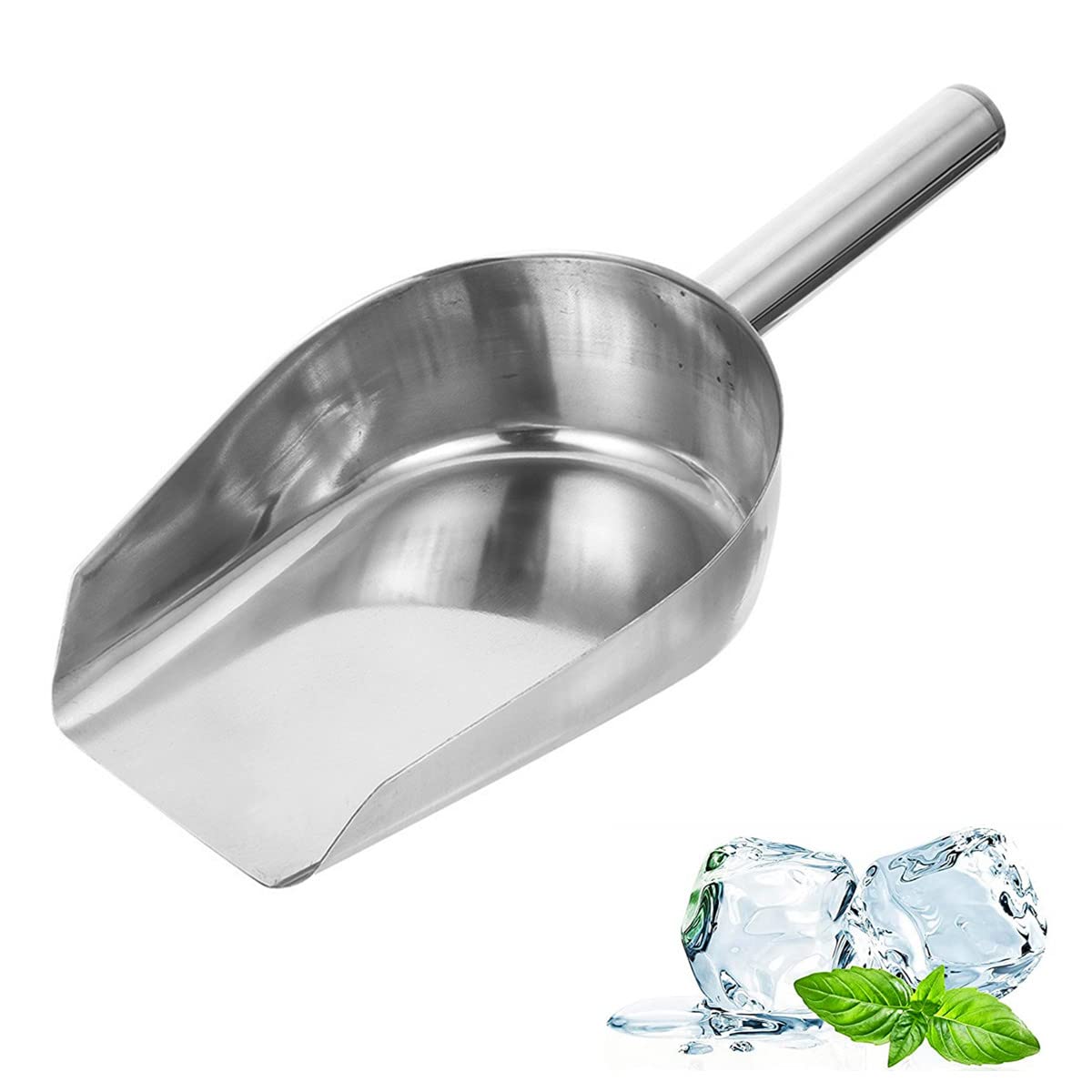 Bestonzon Stainless Steel Metal Ice Scoop 8Oz Kitchen Flour Scoop Grain Scoop Candy Scoop Small Food Scoops Scoop For Kitchen Ba