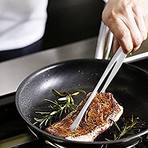 12-Inch Professional Kitchen & Cooking Tweezers Tongs - Stainless Steel Long Tweezer Tongs - Black Coated - Bbq,Plating,Multi-Us