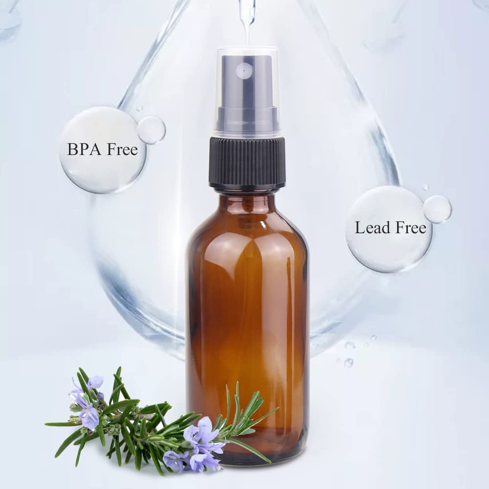 Wedama Spray Bottle, 2 Oz Fine Mist Glass Spray Bottle, Little Refillable Liquid Containers For Watering Flowers Cleaning (24 Pa