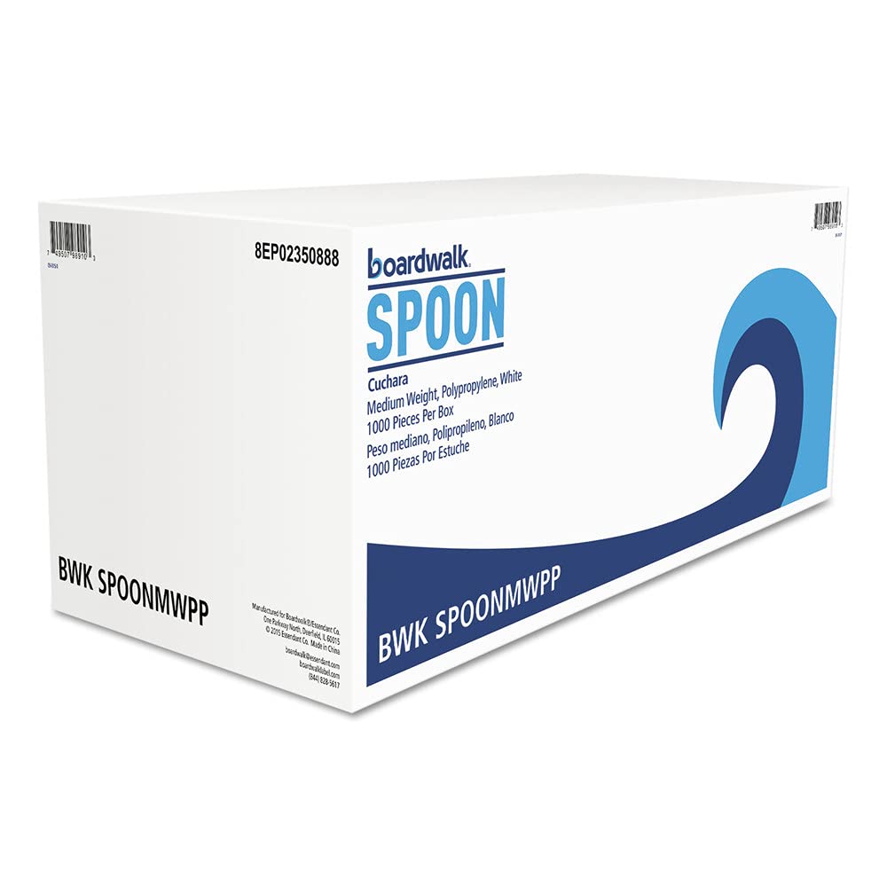 Boardwalk Spoonmwpp Mediumweight Polypropylene Cutlery Teaspoon White 1000/Carton