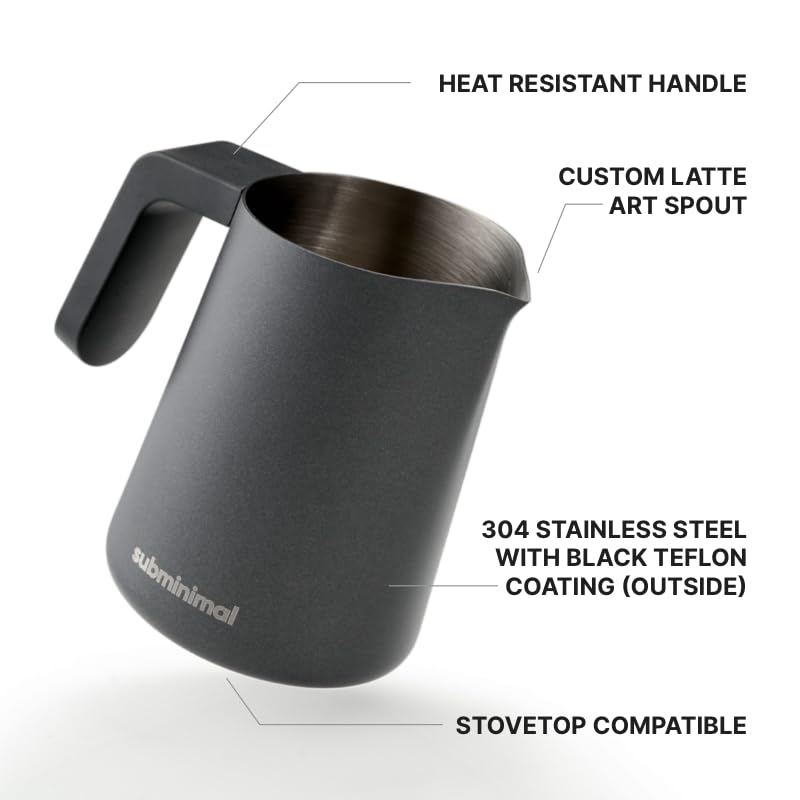 Subminimal Flowtip Milk Jug | Stovetop Milk Frothing, Foaming Pitcher For Premium Barista-Style Coffee At Home | Cappuccino & La