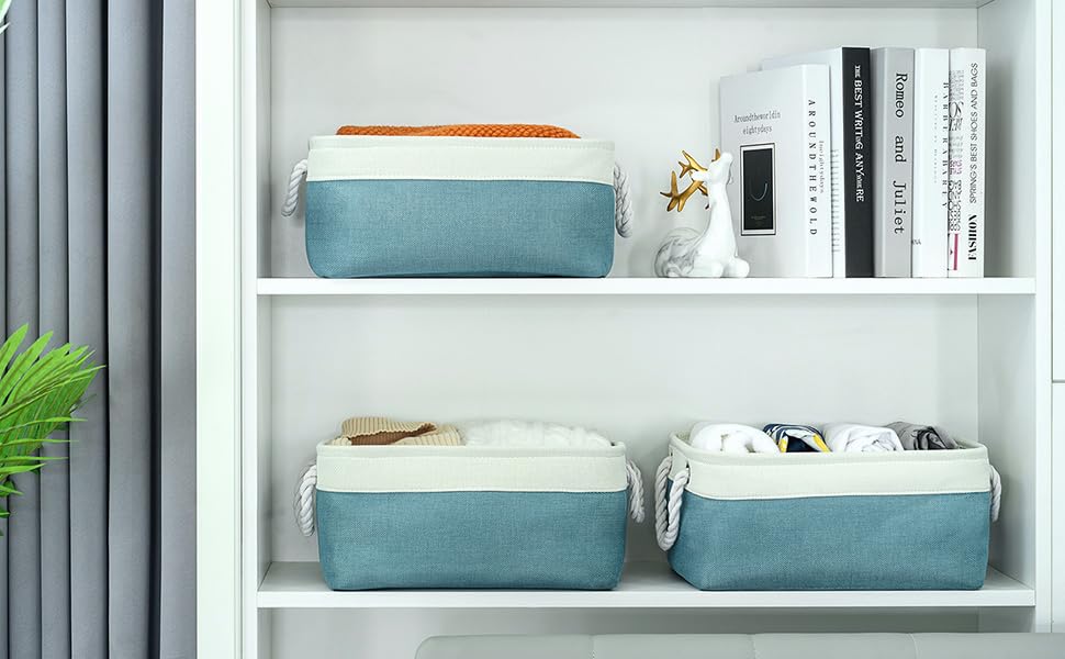 Thewarmhome Fabric Storage Bin With Handles,Storage Basket For Home Storage And Organization, Shelf Basket With Cover For Living
