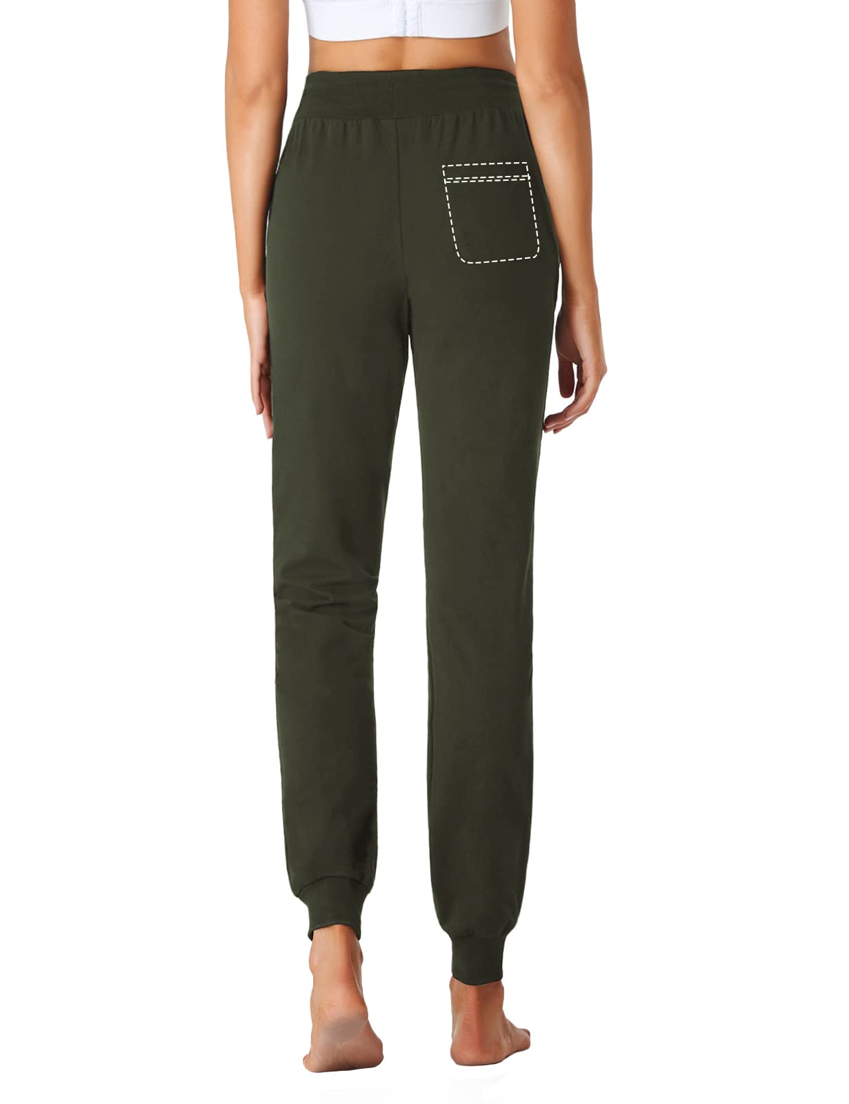 Sevego Lightweight Womens 34 Tall Inseam Cotton Soft Jogger With Zipper Pockets Cargo Pants Army Green Large