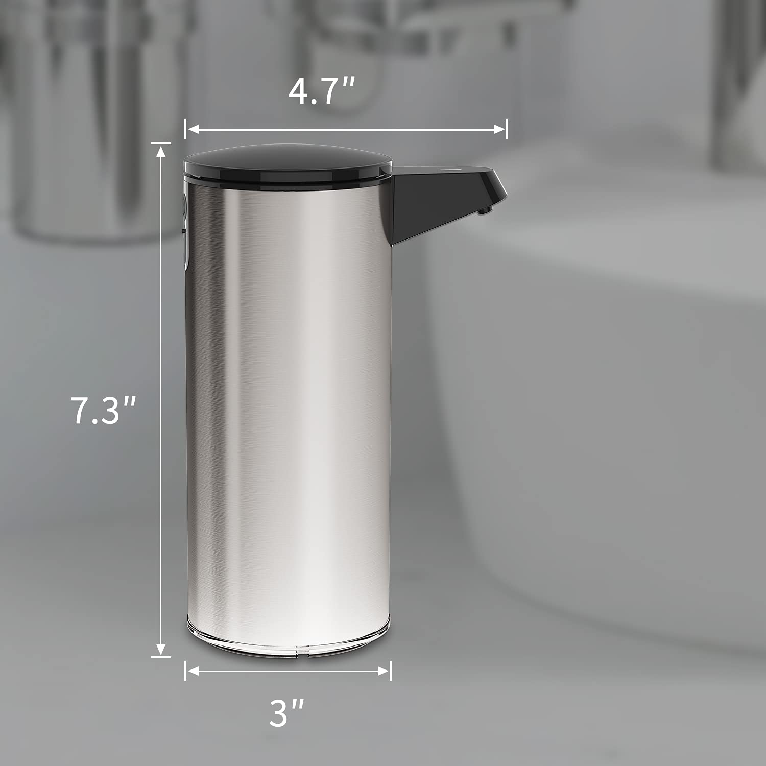 AIKE 9.5 oz. Rechargeable Automatic Sensor Liquid Soap Dispenser Pump  Brushed Stainless Steel  Model AK1333