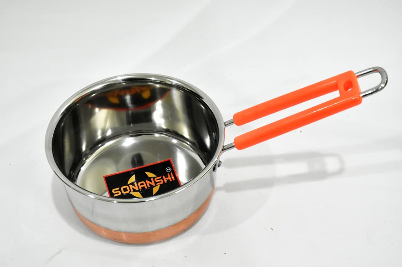 Sonanshi Stainless Steel Sauce Pan/Milk Pan/Tea Pan (Stainless Steel With Copper Bottom, 1 Litre)