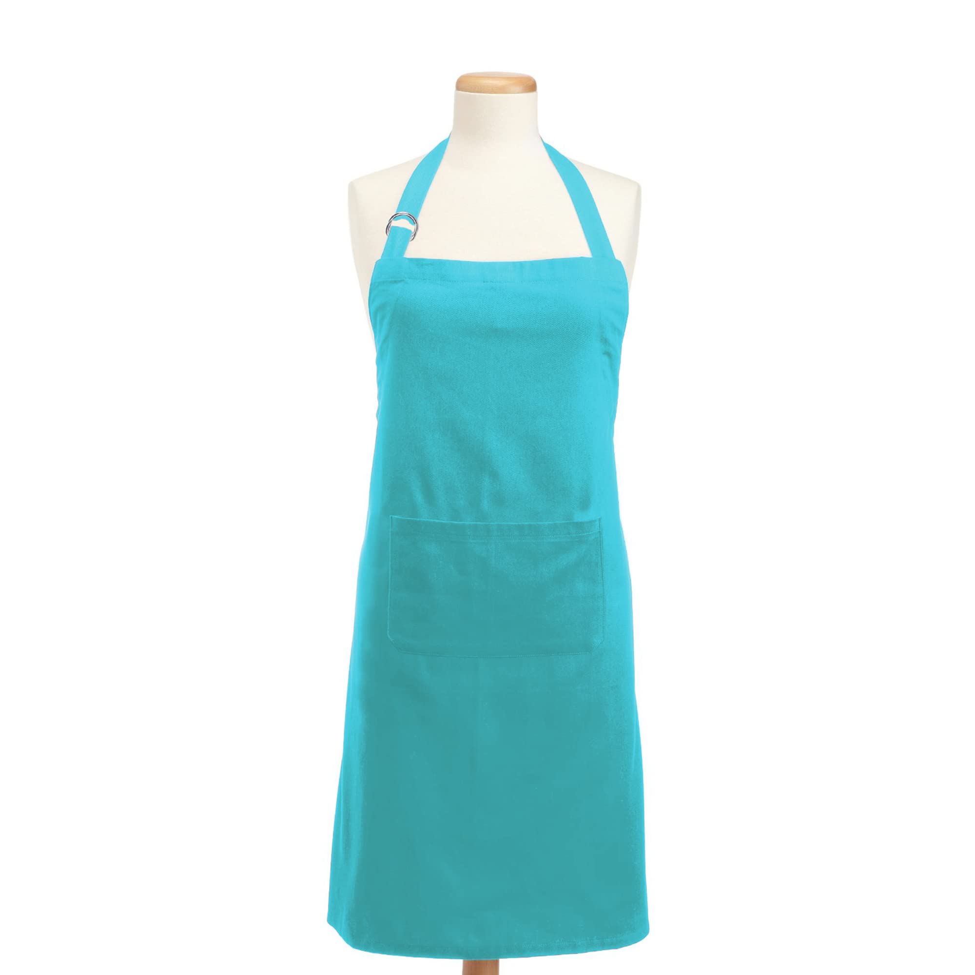 Dii 100% Cotton Adjustable Chef Kitchen Apron, Machine Washable With Pockets, Aqua
