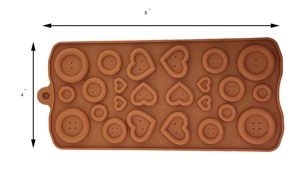Popblossom Pink 2 X Silicone Button Round And Heart Chocolate Diy Mold Baby Shower Fondant Cute Sugar Craft Chocolate Chip