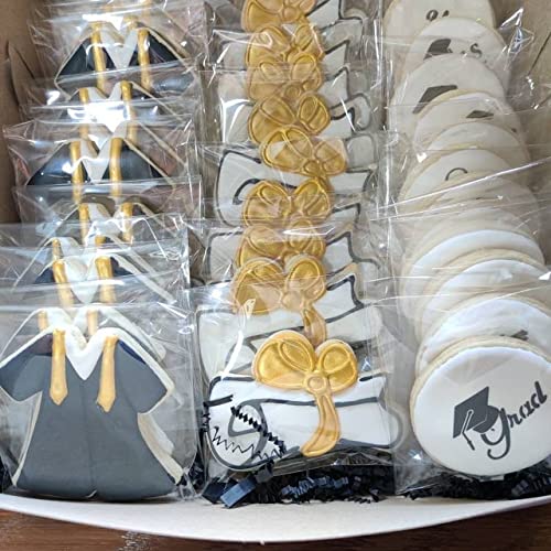 Lubtosmn Graduation Cookie Cutter Set-7 Piece-Graduation Cap, Gown, Diploma, Sunflower, Star, Shooting Star And Plague Cookie Bi