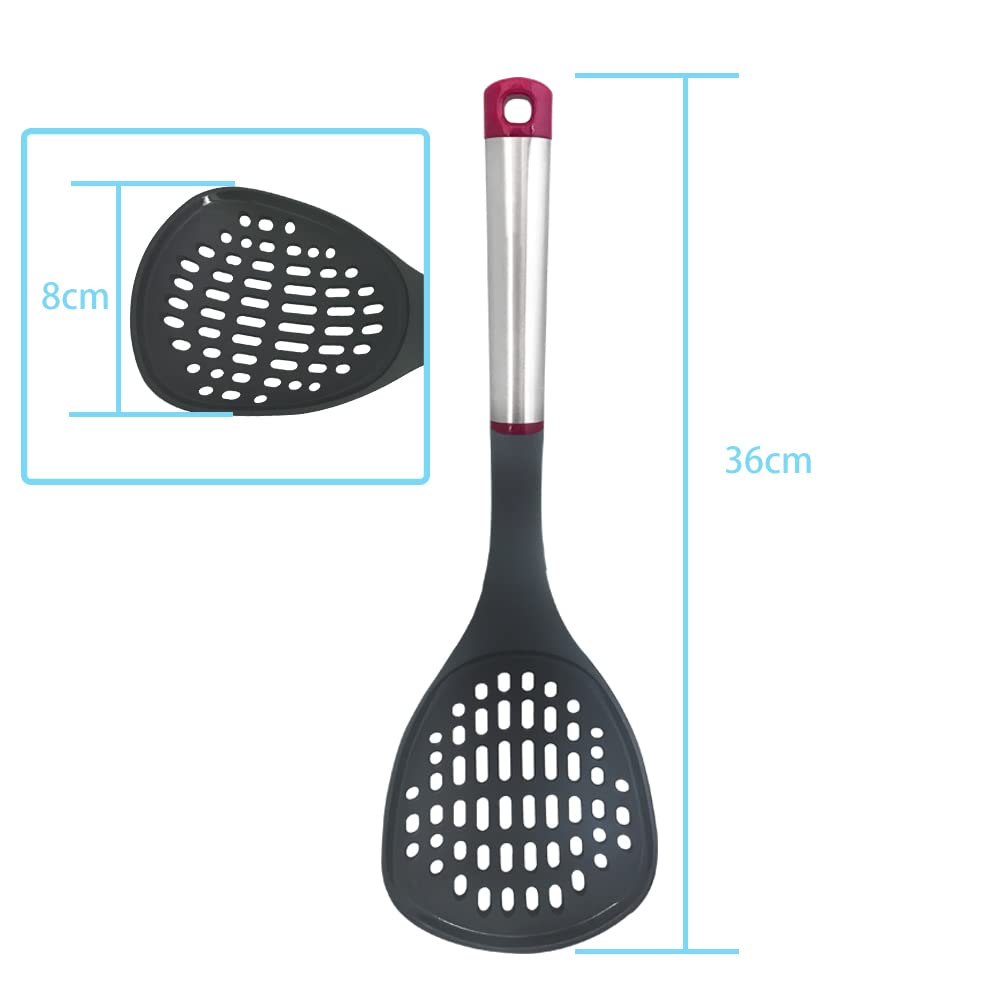 Slotted Spoon- Skimmer Slotted Spoon-Heatproof Skimmer Strainer,Safe For Non Stick Cookware