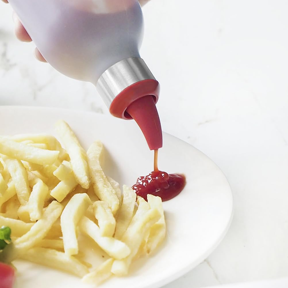 Upkoch 2Pcs Plastic Squeeze Bottles Condiment Squirt Bottles With Caps For Oil, Sauce, Dressing, Reusable Containers (Mixed Colo