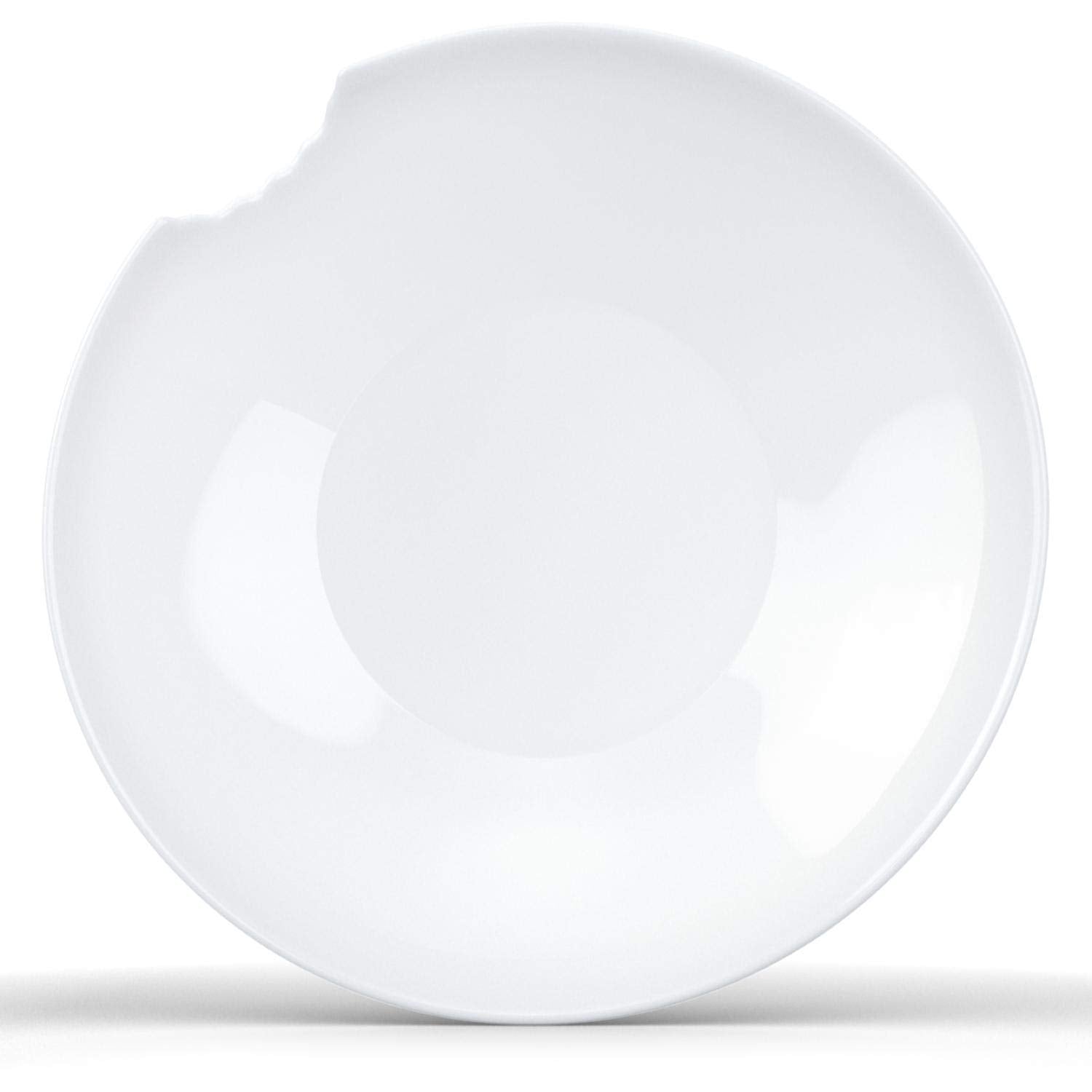 FIFTYEIGHT PRODUCTS TASSEN Porcelain Small Deep Plates With Bite Mark  7.1 Inch  White (Set of 2 Plates)