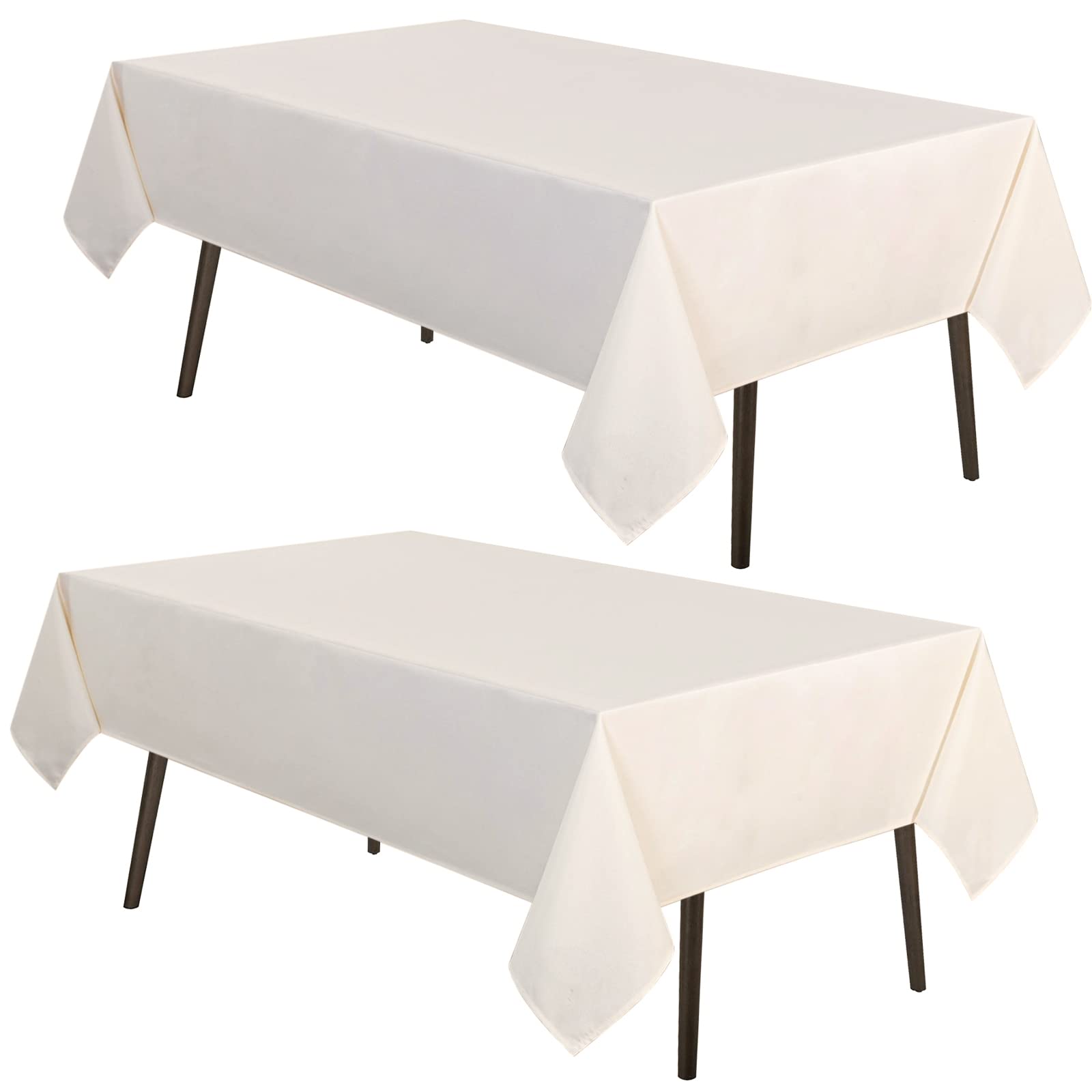Mysky Home 2Pack Beige Tablecloth 60X120 Inch Rectangle Table Cloth For 8 Feet Table- Wrinkle Resistant Washable Polyester Table