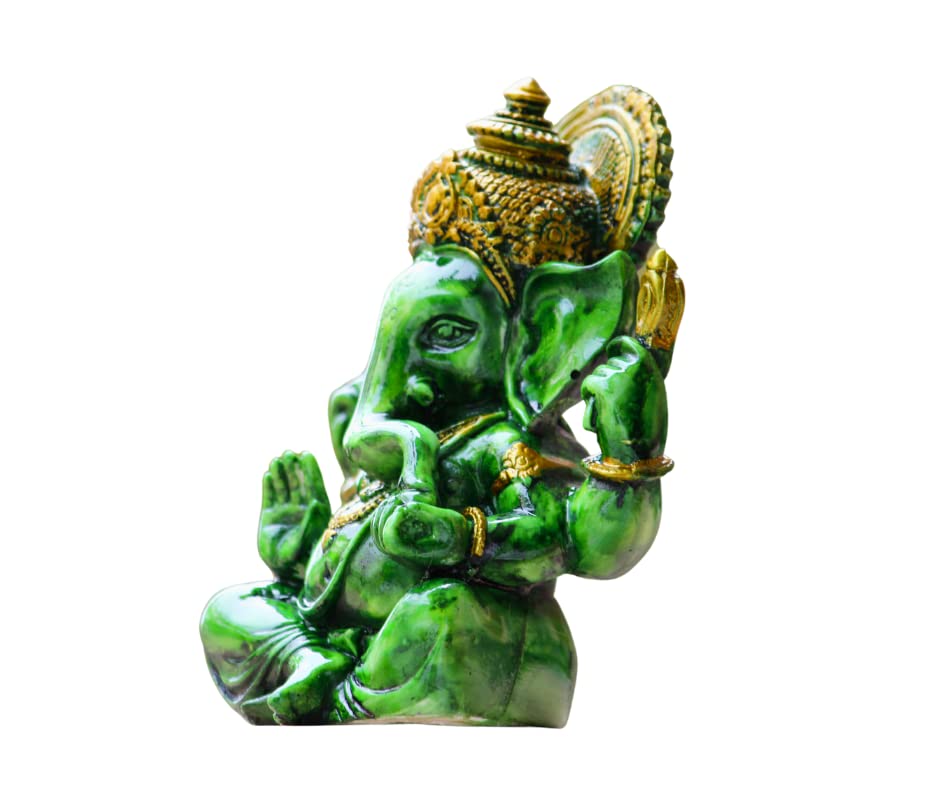 Miss Peach Polyresin Lord Ganesh ji Idol Showpiece Decorative Statue Murti for Home dcor,Gifts Items_ (Green)