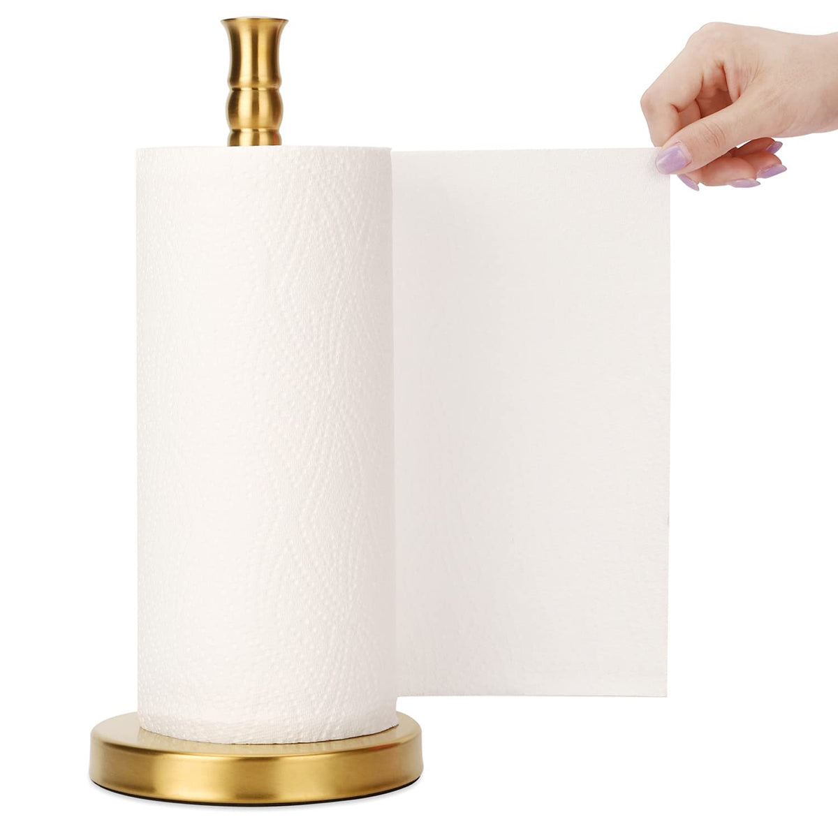 Sfemn Paper Towel Holder Countertop, Weighted Base For One-Handed Tear, Free Standing Paper Towel Holder Stand, Stainless Steel