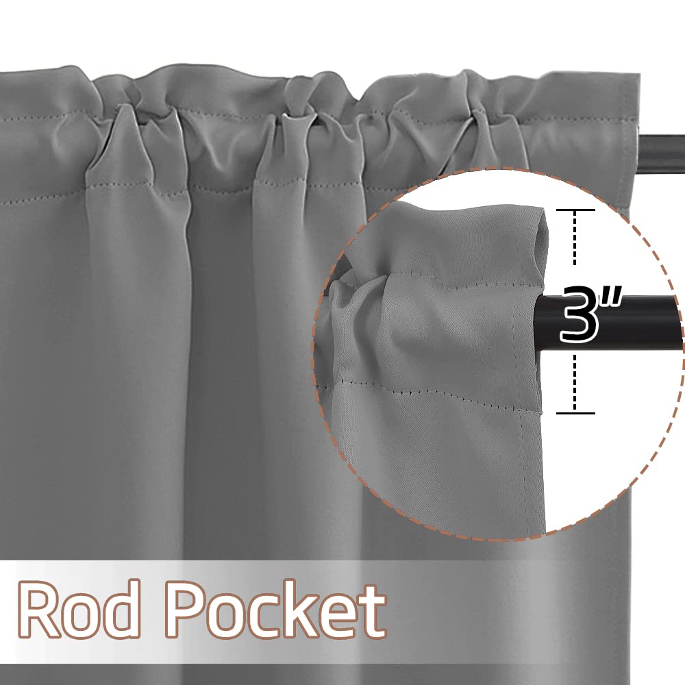 NICETOWN Silver Grey Valances for Windows, Rod Pocket Window Valances for Bathroom, Living Room, Short Blackout Valance Curtains