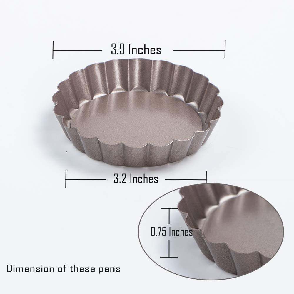 Webake 4 Inch Mini Tart Pan Set Of 6, Non-Stick Small Tart Mold Quiche Pans With Removable Bottom Mini Tart Tins