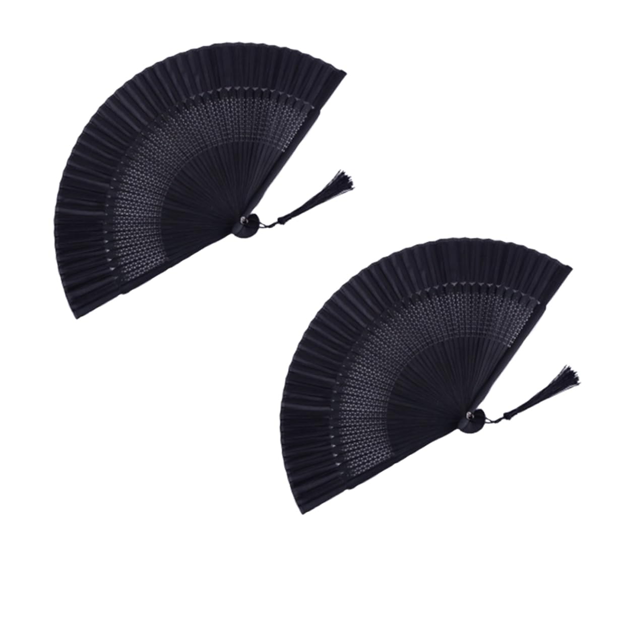 ARTIBETTER Lacquered Black Folding Tassel Fan Hollow Out Design Fan for Classical for Weddings and Events Includes