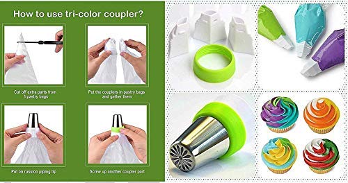 Russian Piping Tips Cake Decorating Complete Set, Wowdecor 24Pcs Baking Supplies Kit Icing Nozzles Flowers Shaped, Frosting Bags