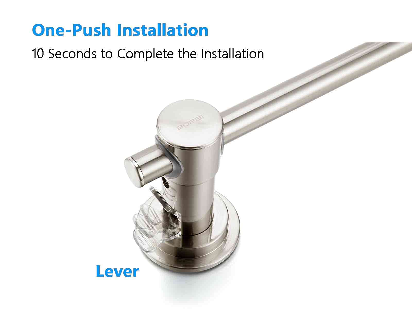 BOPai 24 inch Suction Cup Towel Bar  Brushed Nickel