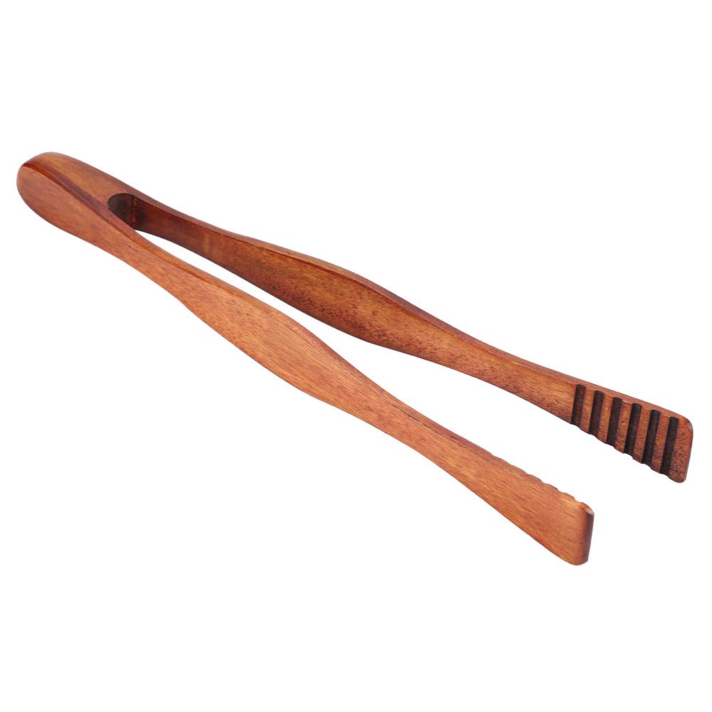 Bamboo Toast Tong, 10.4 Inches Wood Cooking Long Tongs With Anti-Slip Design, Kitchen Utensil For Bbq, Cheese, Bacon, Fruits, Br
