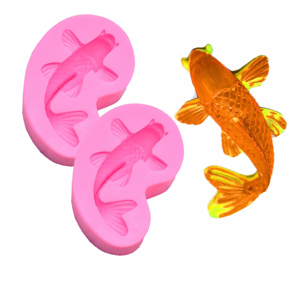 2Pcs Mini Koi Fish Goldfish Shaped Silicone Molds For Diy Fondant Candy Making Tools Chocolate Mold Desserts Ice Cube Gum Clay B