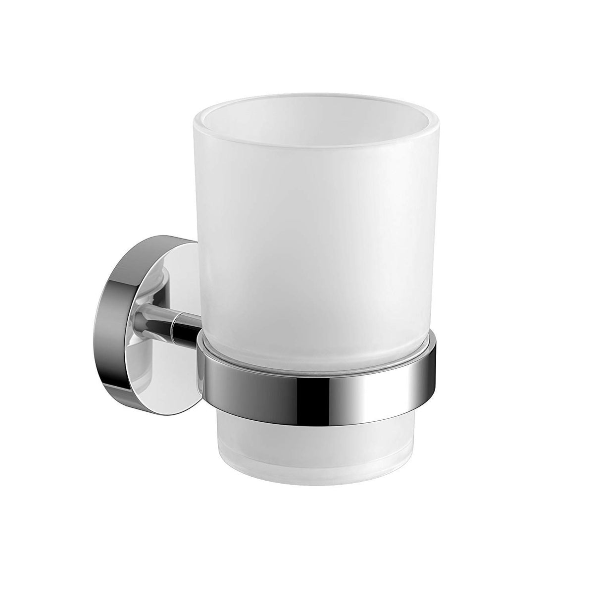 Puloita Wall-Mounted Toothbrush Holder With Frosted Glass Cup Set For Toothbrushes,Toothpaste (Single)