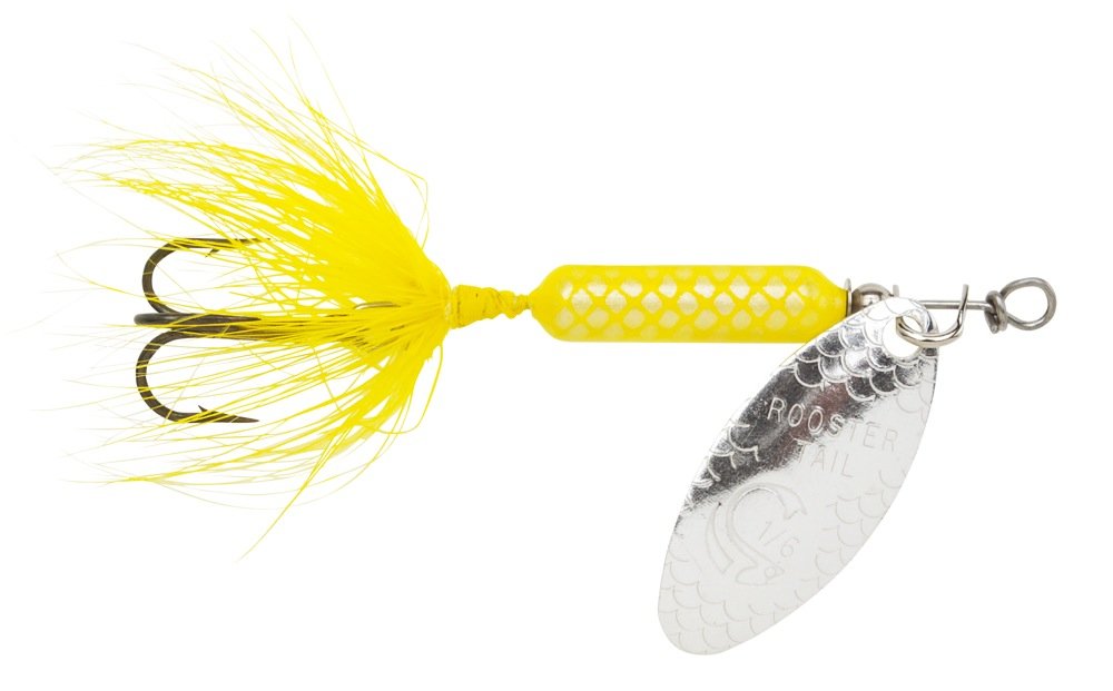 Yakima Bait Wordens 212-Yl Rooster Tail In-Line Spinner, 2 34, 14 Oz, Treble, Yellow
