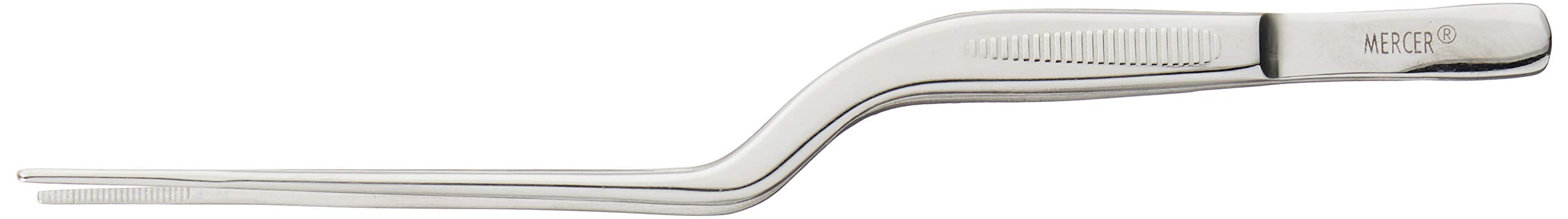 Mercer Culinary 18-8 Stainless Steel Chef Plating Tongs, Offset Tip, 6-1/2 Inch