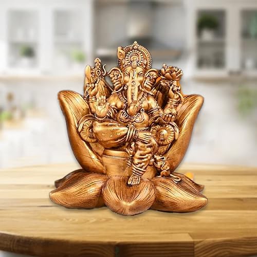 A&S Ventures Goddess Laxmi Idols Lord Ganesh Ji Both Sitting On Lotus Flowers Showpiece For Temple Pooja Room, Diwali Decoration