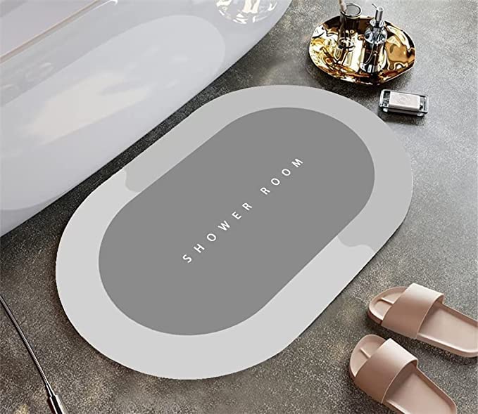 Aider Shower Room Bath Mat | Non Slip Base Memory Natural Rubber Bathroom Quick Water Door Shower Mat