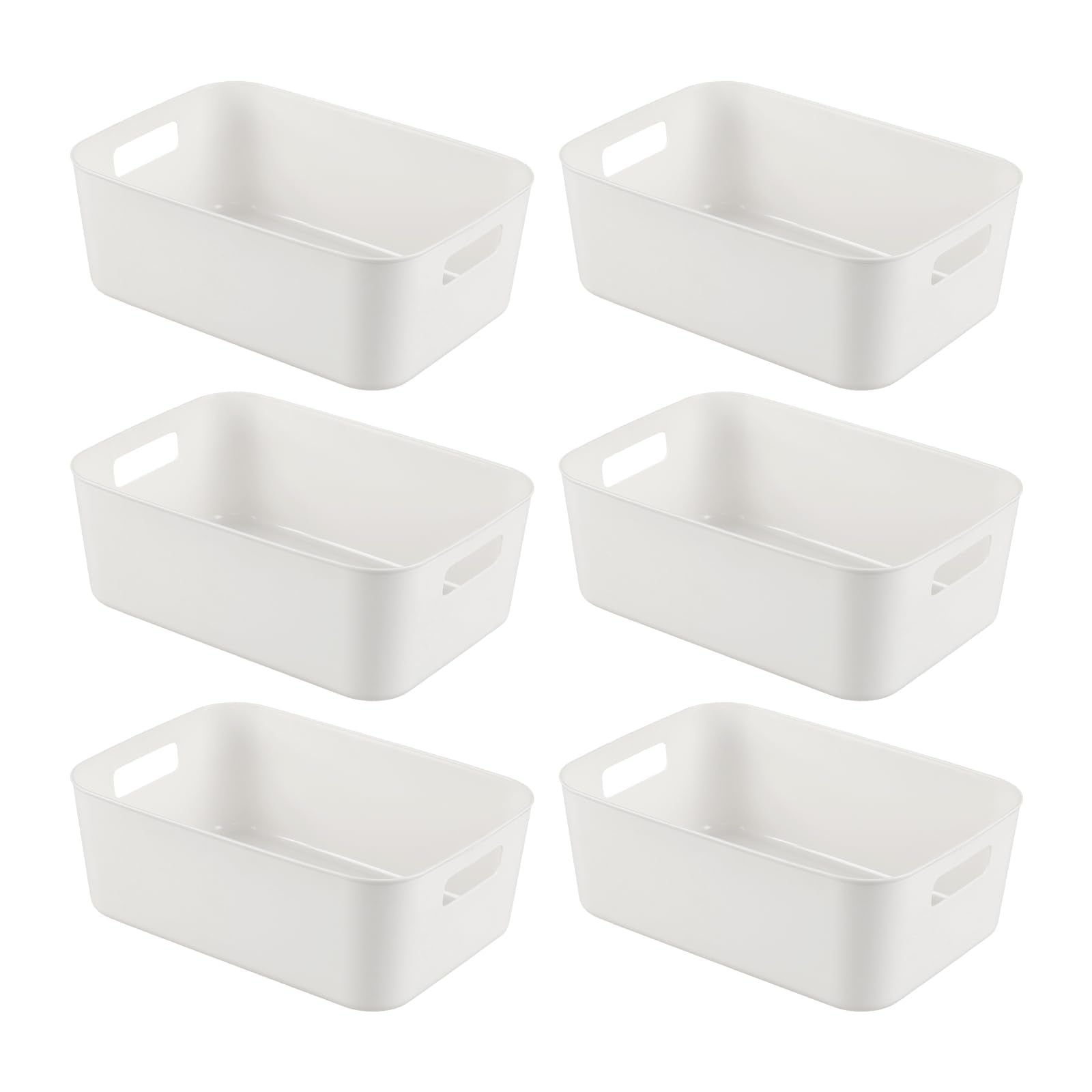 Vcansay 6 Packs Small Cabinet Storage Bin, Kitchen Organizer Bin, Open Plastic Organizer Basket, White