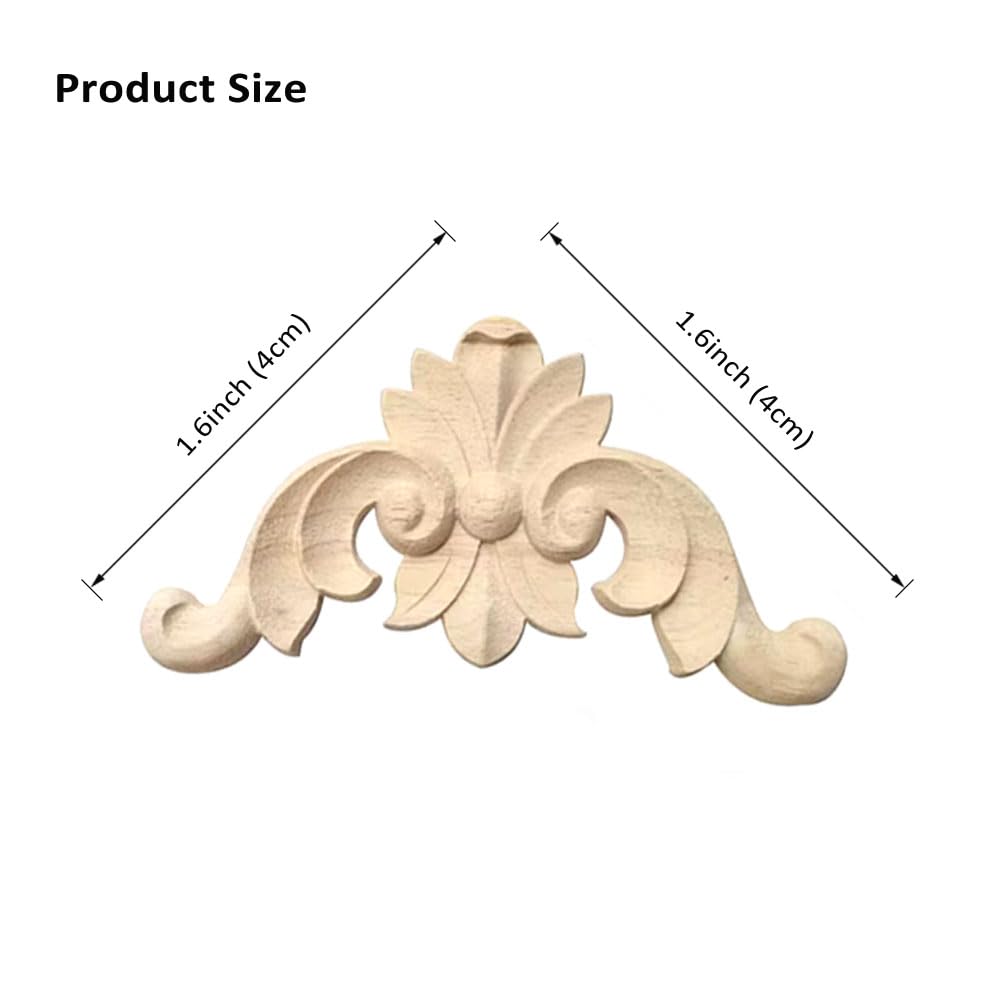 Aiminjey 20 Pcs Decorative Wood Flower Carved Appliques Corner Onlay Diy Unpainted Solid Wooden Carved Corner Decal For Furnitur