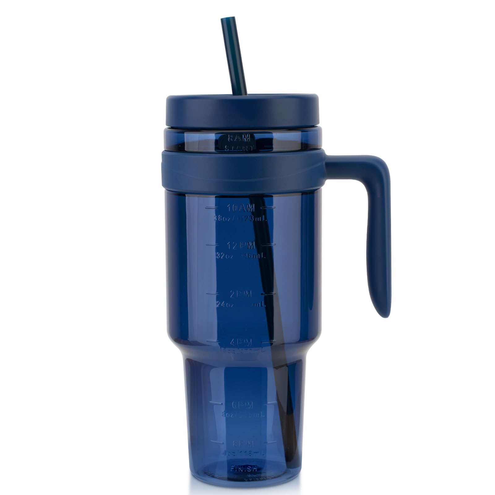 Cafezi 50 oz Tritan Plastic Tumblers with Lids and Straw | Leak-Proof BPA-Free Tumbler with Time Marker | Reusable for Iced Coff