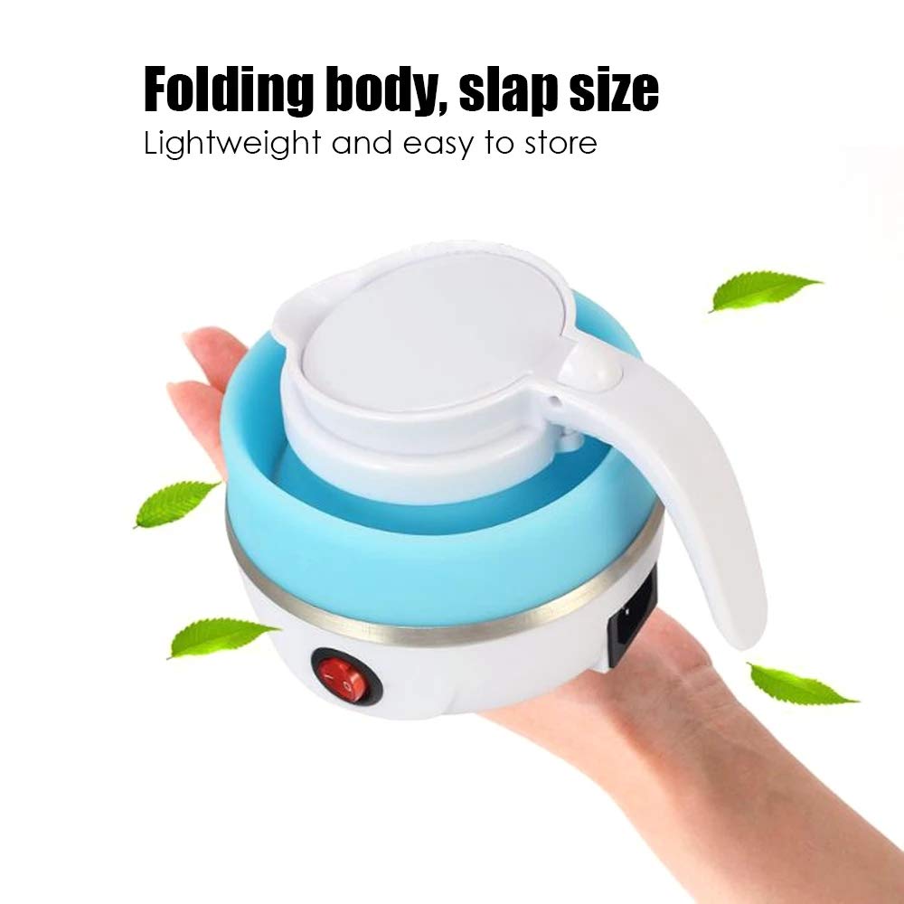 Updateclassic Travel Portable Foldable Electric Kettle, 0.6L Small Collapsible Hot Water Boiler For Coffee Tea (Blue)
