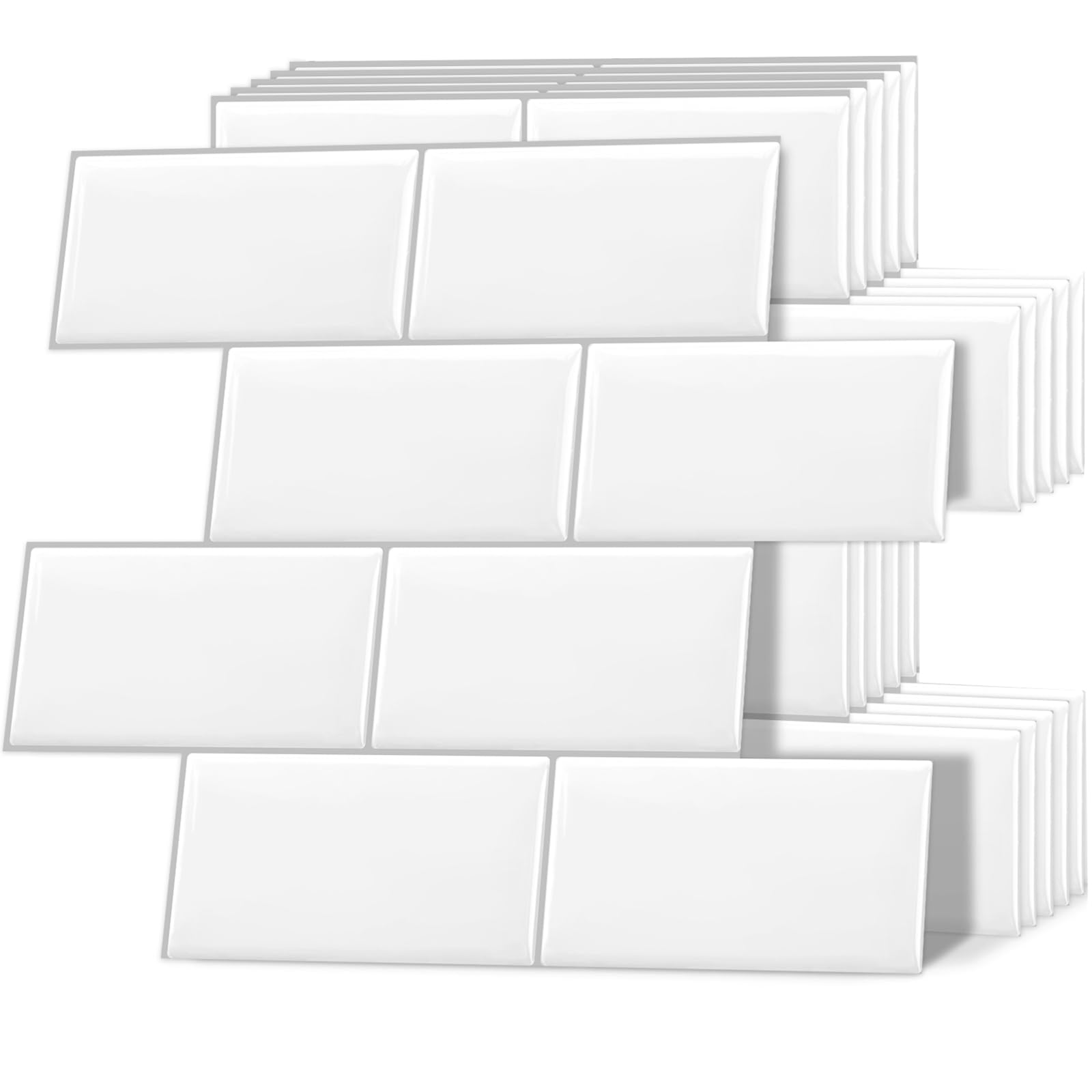 DEWOO 10 Thick White Subway Tile Peel and Stick Backsplash Self-Adhesive Wall Tiles for Kitchen and Bathroom