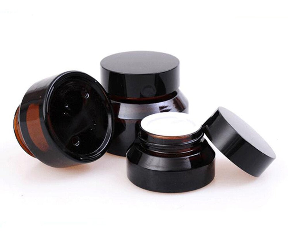 15G Gram 15Ml(0.5 Oz) Amber Glass Empty Refillable Inclined Shoulder Cosmetic Jars Empty Face Cream Lotion Lip Balm Storage Cont