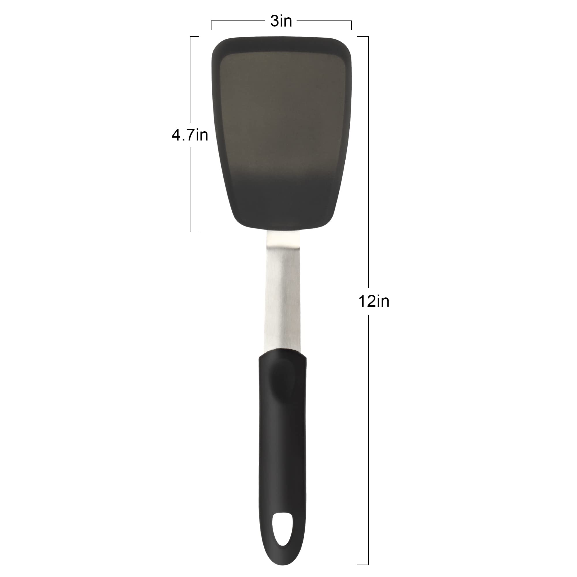 Mepple Flexible Silicone Spatula, Turner, Rubber Cookie Spatula For Flipping Eggs, Burgers, Crepes And Fish, Non-Stick & 600F He