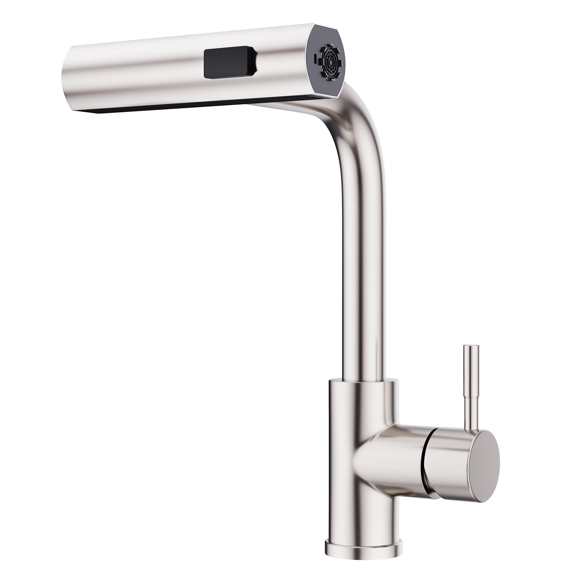 GIMILI Waterfall Kitchen Faucet with Pull Down Sprayer Brushed Nickel Single Hole Handle Stainless Steel Kitchen Sink Faucets Co