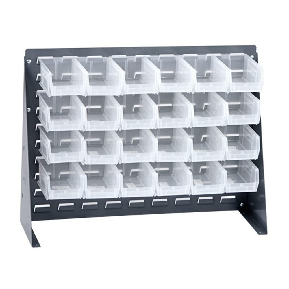 Quantum Storage Systems Qbr-2721-220-24Cl Ultra Bin Complete Bench Rack Package With 24 Ultra Bins, 27'' X 8'' X 21'' , Clear