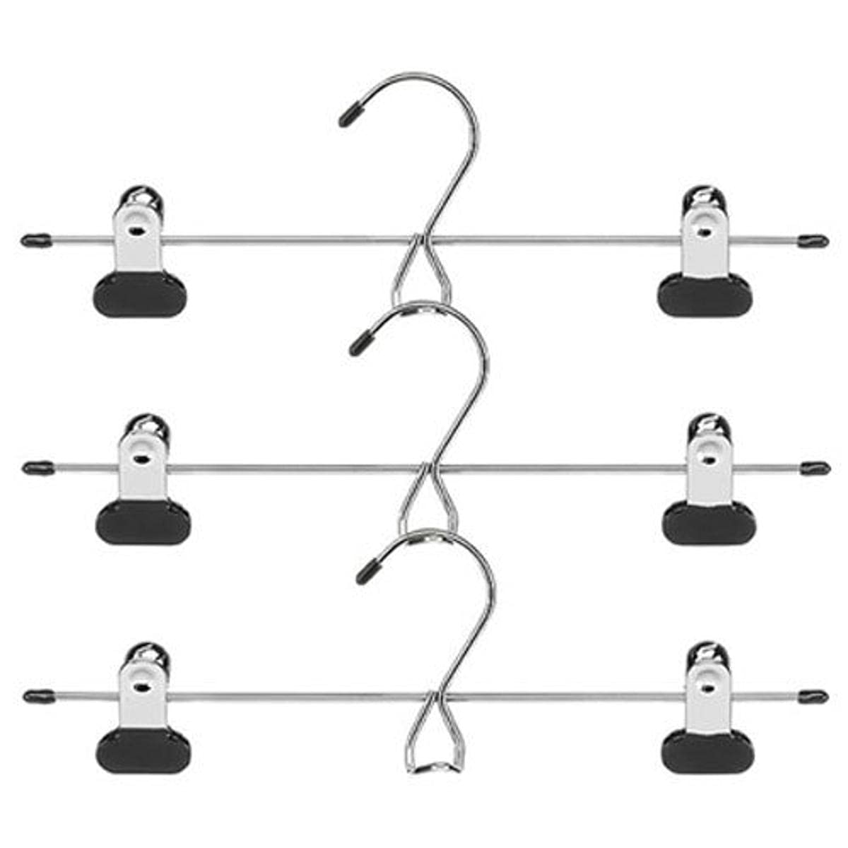 Whitmor Ebony Chrome Add-On Skirt/Slack Hanger, Set Of 3