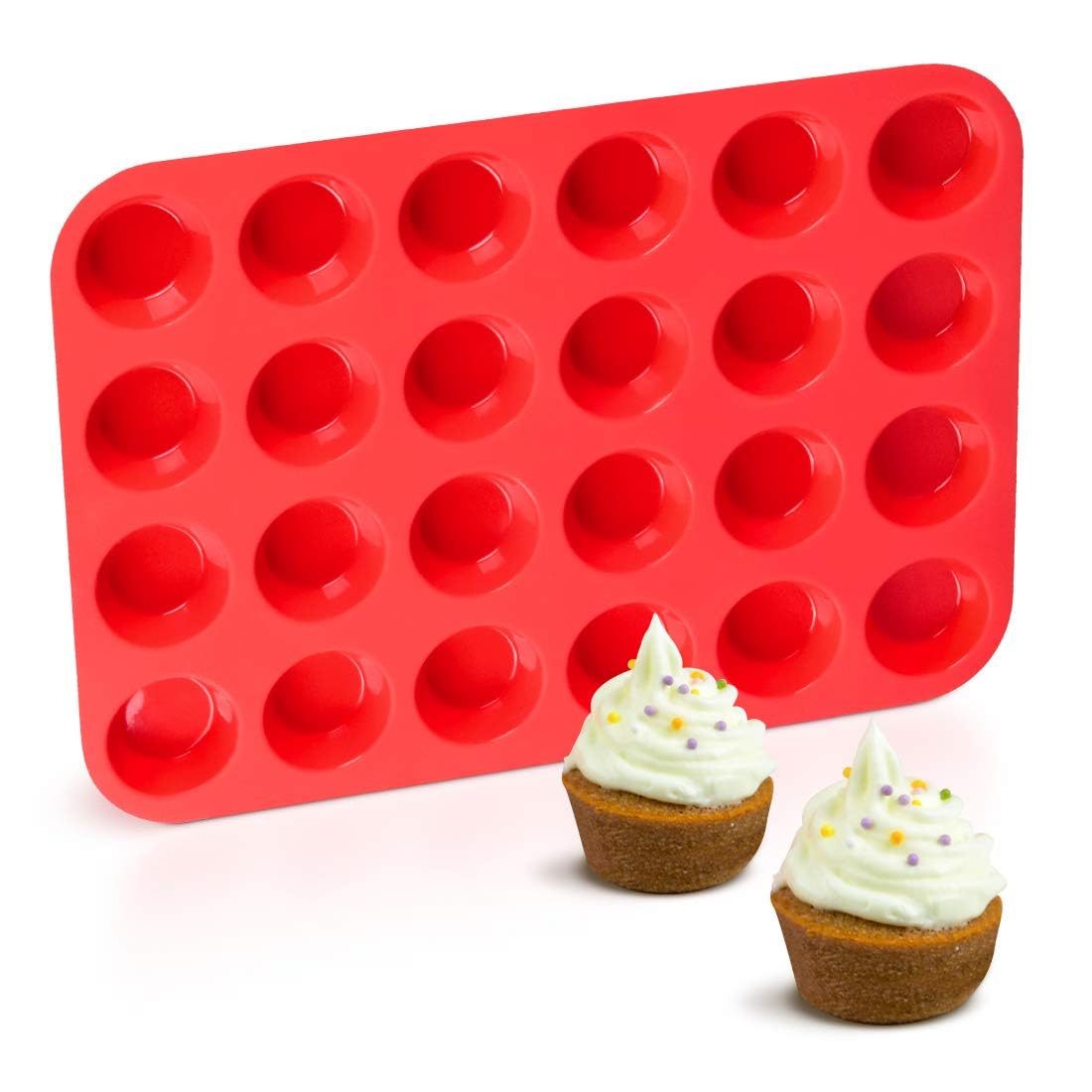 Caketime Silicone Muffin Pan Mini 24 Cups Cupcake Pan, Nonstick Food Grade Silicone Baking Pan 1 Pack