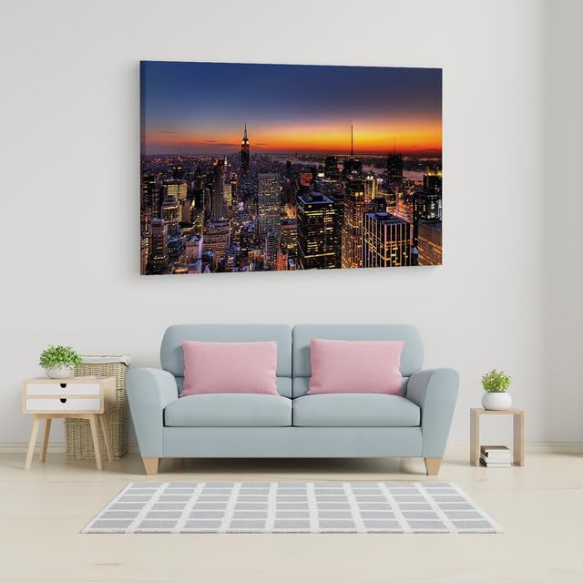 TRUECANVAS New York Skyline, Wooden Framed Canvas Paintings for Home Decor | Bedroom, Living Room,Wall Decoration | Wall Art Pai