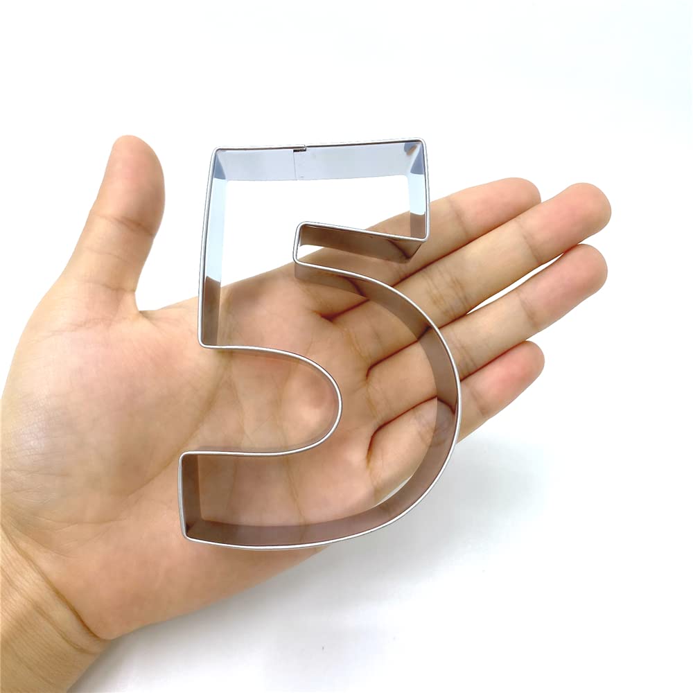 Liliao Number 5 Cookie Fondant Biscuit Cutter For Birthday/Anniversary/Special Day - 2.6 X 3.6 Inches - Stainless Steel