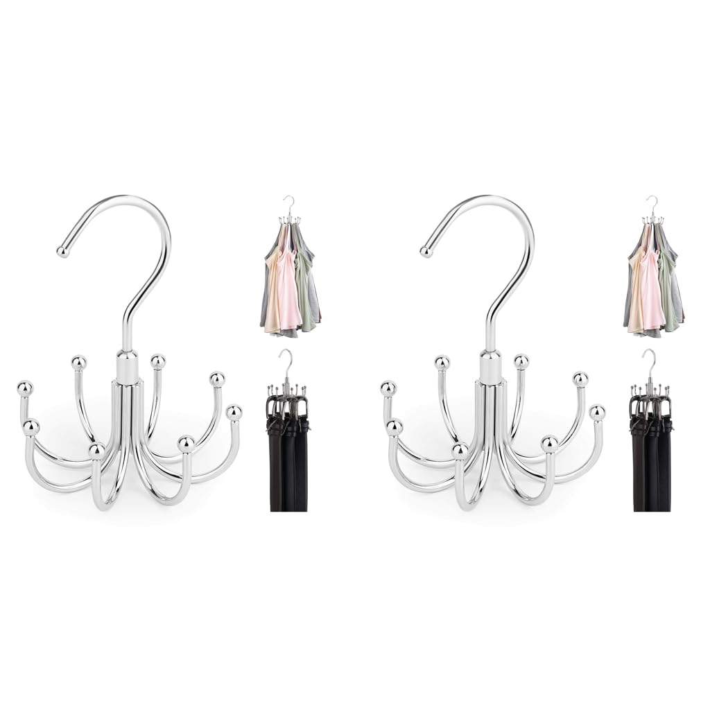 Hasthip Rotatable Tie Organizer Tank Top Hanger With 8 Hooks Space Saving Wardrobe Hats Bra Underwear For Home Closet Clothing S