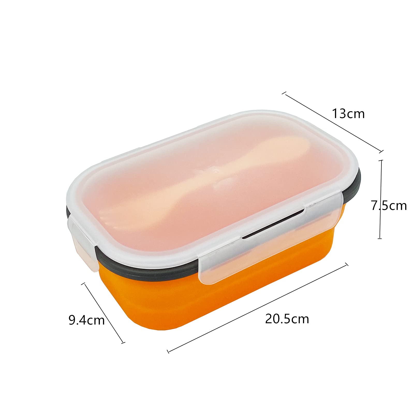 Silicone Lunch Container Bento Box, Collapsible Food Storage Containers With Airtight Lids And 2In1 Fork, Reusable Food Containe