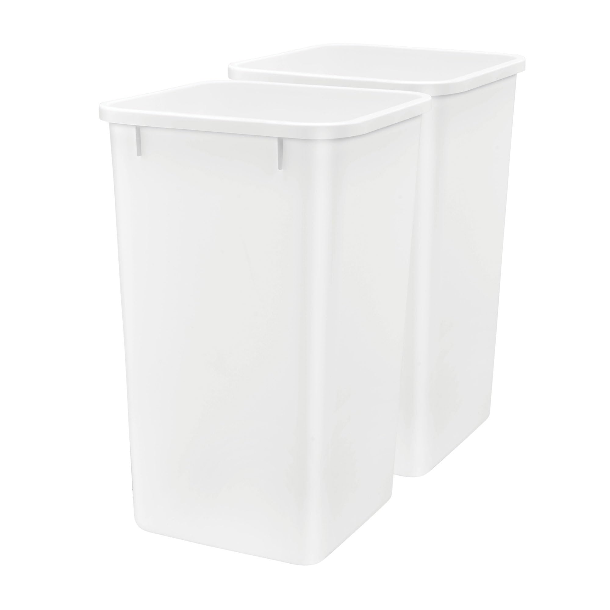 Rev-A-Shelf Polymer Replacement 27 Quart Trash Bin Recycle Waste Garbage Container For Kitchen Cabinet Pullouts, White, 2 Pack,