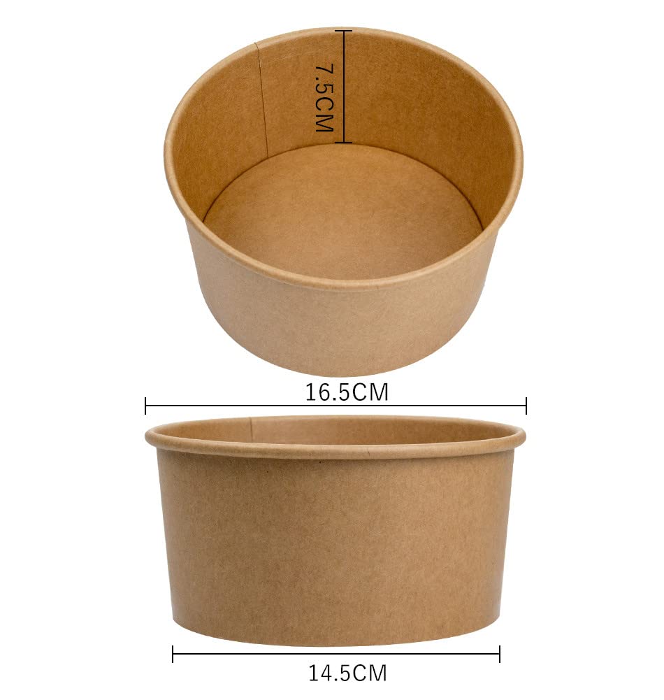 Lesibag 45 Oz Large Paper Bowls, 50 Count Disposable Salad Bowls Party Supplies For Hot/Cold Food, Soup - 1300 Ml