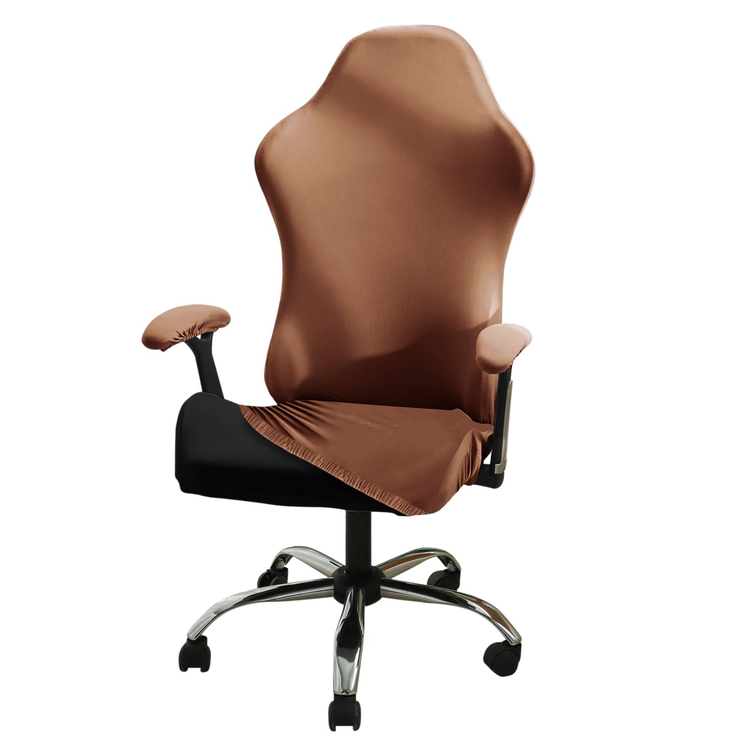 Hokipo Serenesolids 140 Gsm Gaming Chair Cover Elastic Computer Rotating Chair Seat Covers Slipcover, Brown (Ar-5370-Brn)