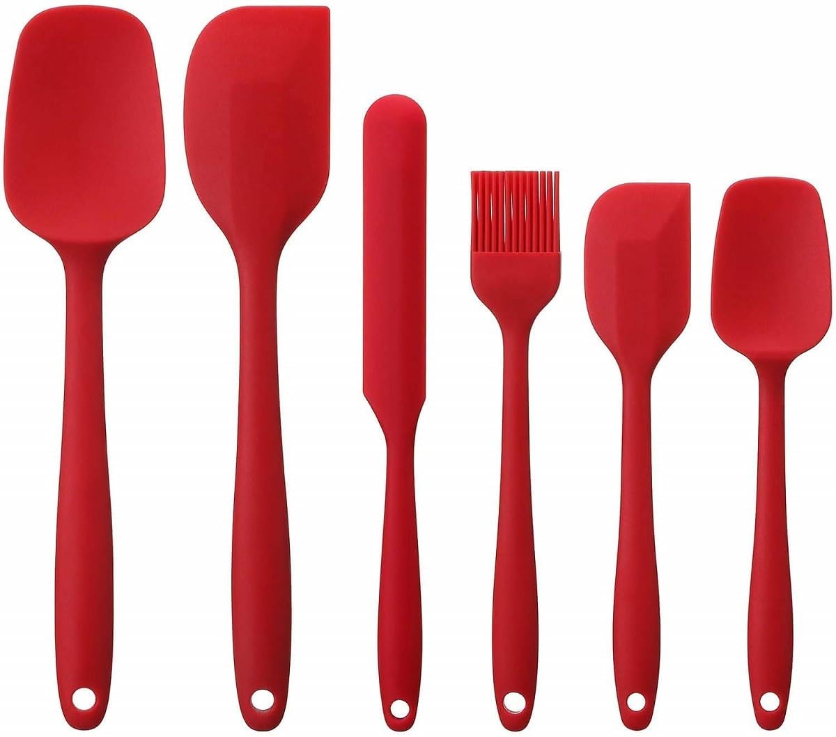 Offerzone Heat Resistant Silicone Spatula Set 6 Kitchen Non Stick Pan Cake Spatula Silicon Brush Oiling Spoon Cooking Mini Bakin